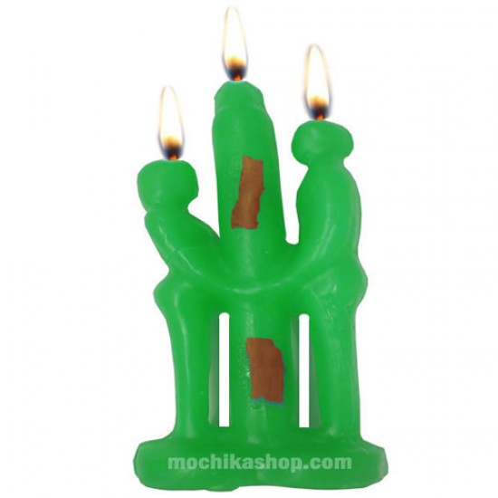 Green Color Couple Candle Spell  for Prosperity and Money , Pack x 12 Units