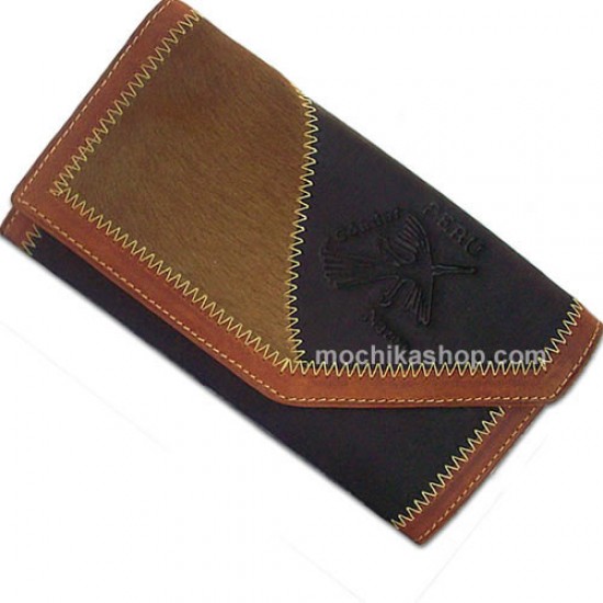 01 Gorgeous Bifold Wallet Handmade Carved Leather, HUMMINGBIRD Nazca Image