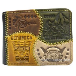 01 Pretty Wallet Handmade Leather, ANDEAN Carved Images