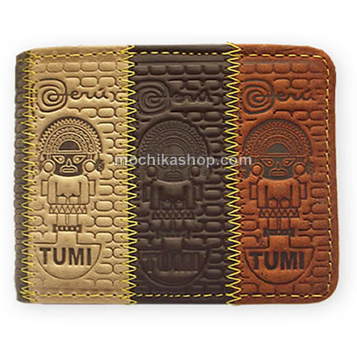 01 Cute Wallet Handmade 100% Leather, CHIMU CULTURE Carved Images