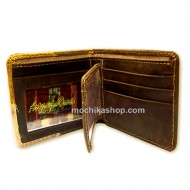 01 Beautiful Handmade Leather Wallet, LOGO "PERU" Carved Image