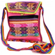 12 Beautiful Aguayo Fabric Crossbody "Chasqui" Handbag, Mixed Colors 