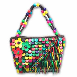 01 Beautiful Colorful Coconut Shell Beaded Handmade Handbag , Big Design