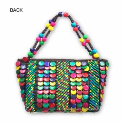 01 Beautiful Colorful Coconut Shell Beaded Handmade Handbag , Big Design