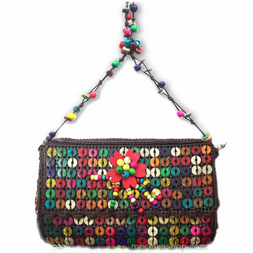 01 Pretty Handmade Medium Size Coconut Shell Beaded Handbag for Women