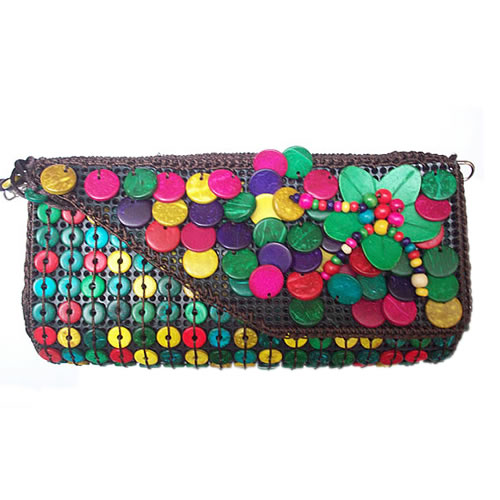 01 Precious Colorful Coconut Shell Medium Size Handbag handmade