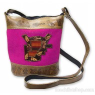 06 Pretty Crossbody Carved Leather Shoulder Bag with Cusco Blanket