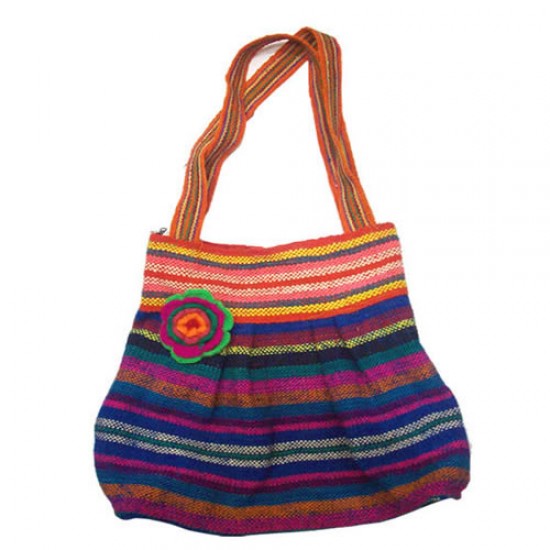 Lot 12 Peru Sheep Wool Handbag Handmade, Assorted Boho Colors