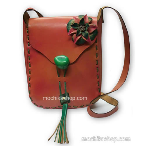 Nice Peru Morral Shoulder Bag Handmade Leather with Tagua Button