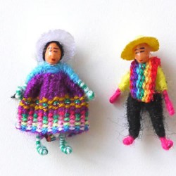 24 Wholesale Brooches Andean Coya Worry Dolls Couple Pins