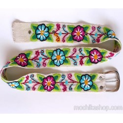 06 Beautiful Embroidered Ayacucho Belts, Assorted Colors Handmade of Sheep Wool