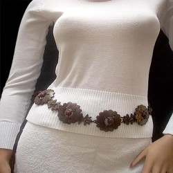 04 Pretty Coconut Peel Belts Natural Color, Assorted Design