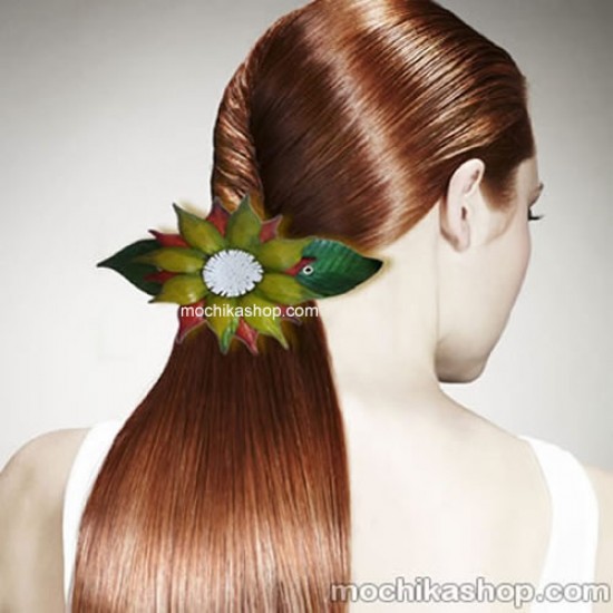 06 Beautiful Leather Hair Clip Barrette,Flower Design