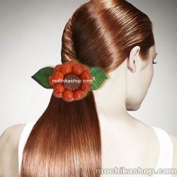 12 Beautiful Leather Hair Clip Barrette, Big Flower Design