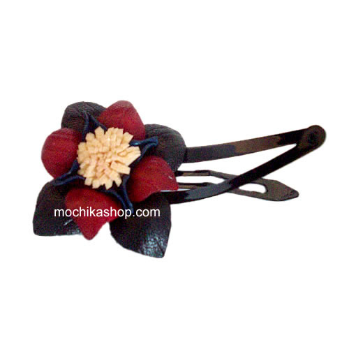  06 Beautiful Leather Small Hair Clip handmade of Leather, Assorted Images