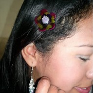 12 Amazing Small Leather Hair Clip, Mixed Flower Design