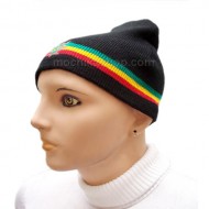 06 Pretty Rasta Reggae Knitted Black Beanie Hat