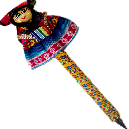 12 Nice Ñusta Cholita Doll Pens handcrafted Cusco Fabric, Assorted Colors