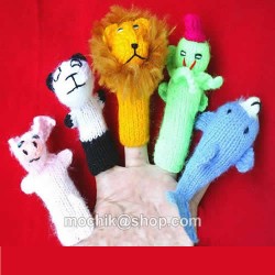 06 Peruvian Nice Finger Puppets Wool Assorted Zoo Animals Design