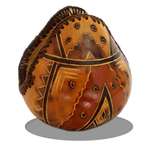 04 Peruvian Carved Gourd Napkin Holder, Assorted Design