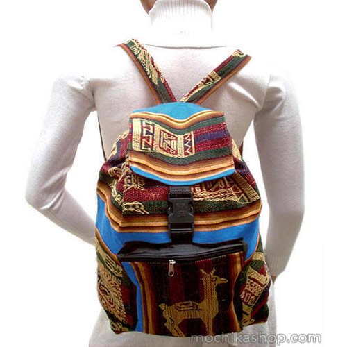 04 Beautiful Aguayo Fabric Manta Backpacks, Assorted Colors