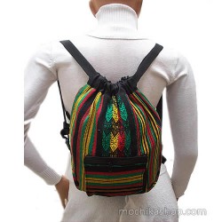 04 Pretty Andean Aguayo Fabric Backpack, Rasta Color