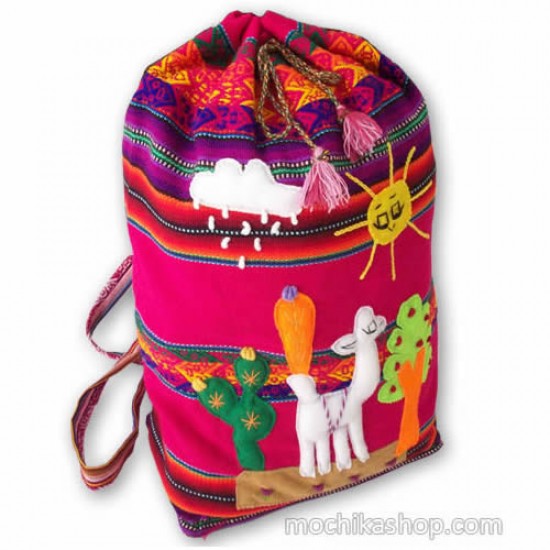 04 Beautiful Andean Arpillera Children's Backpack Handmade Assorted Colors