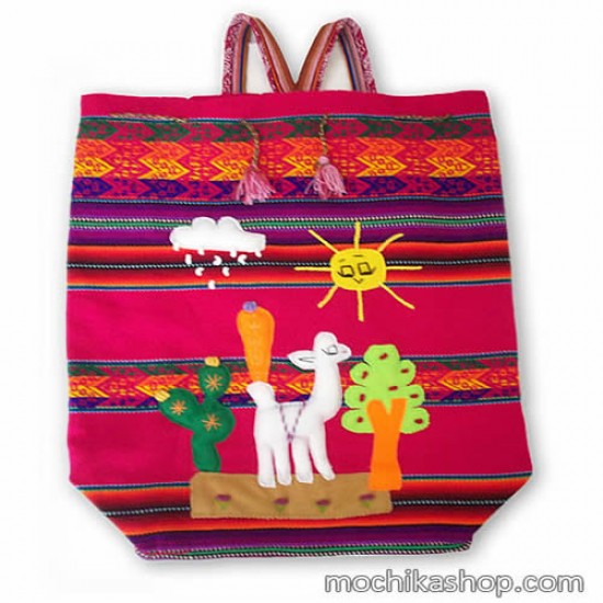 04 Beautiful Andean Arpillera Children's Backpack Handmade Assorted Colors