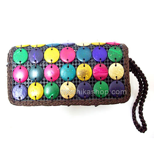Beautiful Ethnic Handmade Coconut Shell Coin Purse with Zipper