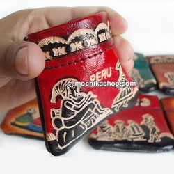 06 Pretty Leather Squeeze Coin Pouch, Assorted Andean Images