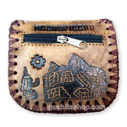 06 Pretty Handmade Leather Squeeze Coin Pouch, Inca Tribal Images