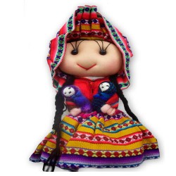 06 Pretty Big  Andean Dolls Handmade of Cusco Fabric