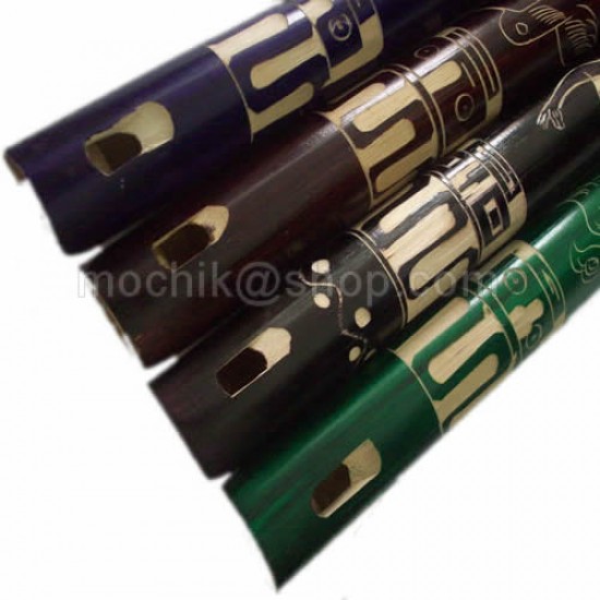 06 Beautiful Bamboo Carved Hand painted Flutes, Assorted Images Design