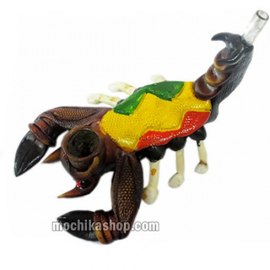 12 Rasta Color Smoking Pipes Handcrafted Scorpion Image , Assorted Colors