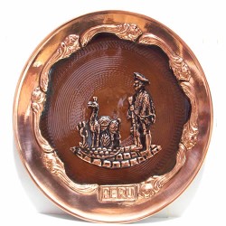 04 Peruvian Vintage Copper Metal Wall Hanging Plate, Andean Images