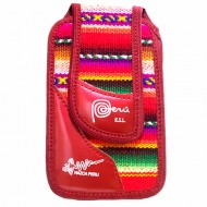 06 Nice Cell Phone Holder Handcrafted of Aguayo Blanket and Leather, Assorted Colors