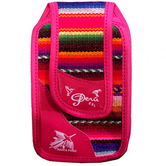 24 Cell Phone Holder Pouch Handcrafted of Aguayo Blanket, Assorted Colors