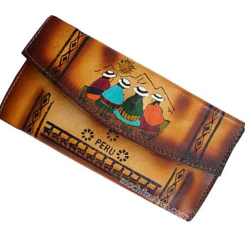 03 Amazing Bifold Wallet handmade Leather, Assorted Cholitos Images