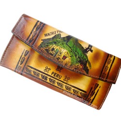 06 Bifold Wallet for Women handmade Leather, Andean Cholitos Images