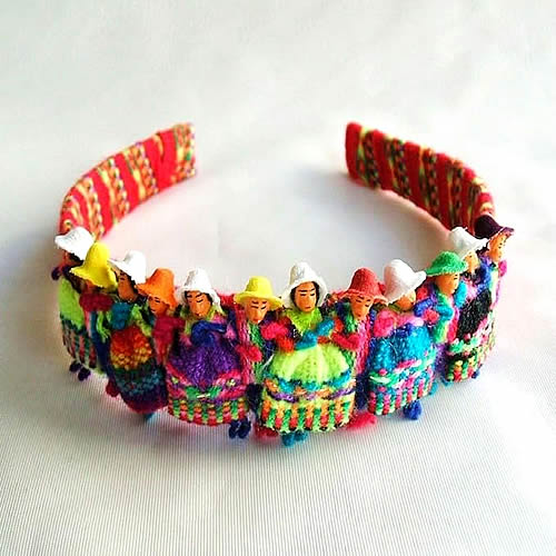 06 Pretty Andean Worry Dolls Headband, Assorted Colors