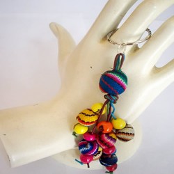Lot 24 Peruvian Key Rings Chains Handmade Cusco Blanket Beads