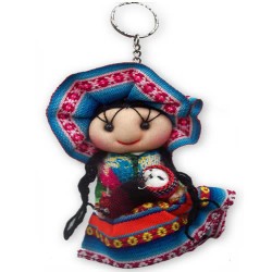 06 Pretty Andean Dolls Keychain Handmade of Cusco Fabric