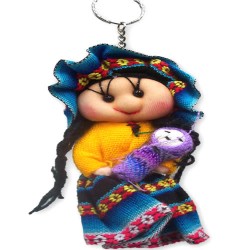 06 Pretty Andean Dolls Keychain Handmade of Cusco Fabric