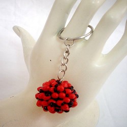 12 Amazing Huayruro Baby Seed Beads Keychains, Ball Design