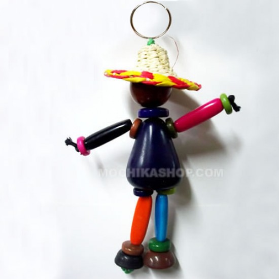 50 Keychains Handmade Tagua Chunky Beads, Straw Hat Designs