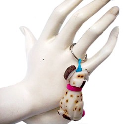 12 Precious Tagua Chunky Beads Keychains, Small Dog Image