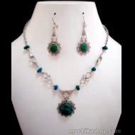 Set Necklace Handmade Turquoise Peruvian Stone Alpaca Silver