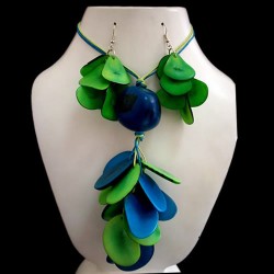 06 Beautiful Handmade Tagua Chips Sets Necklaces, Tribal Design