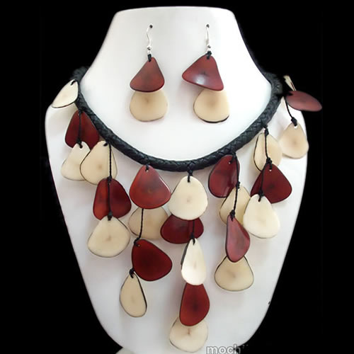 50 Wholesale Pretty Tagua Chips Set Choker Necklaces, Native Design