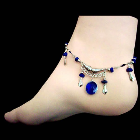 06 Beatiful Murano Glass Anklets, Assorted Design & Stone Colors